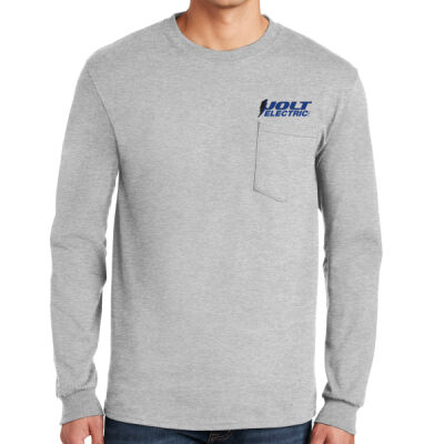 Jolt Electric - Ultra Cotton ® 100% US Cotton Long Sleeve T Shirt with Pocket Thumbnail